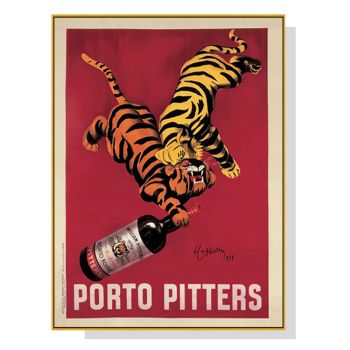 Wall Art 50cmx70cm Porto Pitters Vintage Gold Frame Canvas