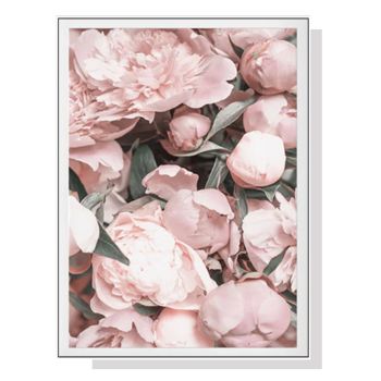 Wall Art 60cmx90cm Peony White Frame Canvas