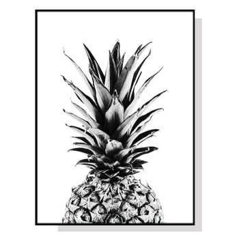 Wall Art 60cmx90cm Pineapple Black Frame Canvas