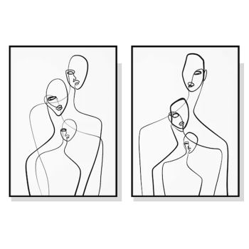 Wall Art 70cmx100cm Abstract Figures 2 Sets Black Frame Canvas