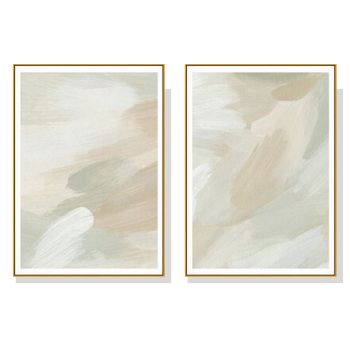 Wall Art 40cmx60cm Beige and Sage Green 2 Sets Gold Frame Canvas