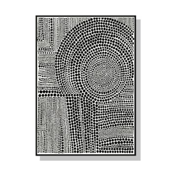 Wall Art 70cmx100cm Clustered Dots B Black Frame Canvas