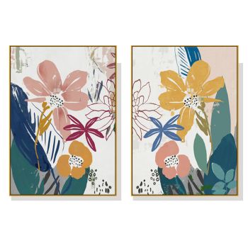 Wall Art 80cmx120cm Summer Smile 2 Sets Gold Frame Canvas