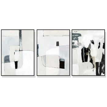 Wall Art 70cmx100cm Soft Spoken 3 Sets Black Frame Canvas