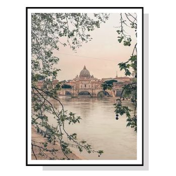 Wall Art 90cmx135cm Rome City Black Frame Canvas