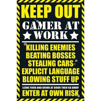 Gamer At Work Keep Out Poster