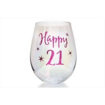 21st Birthday Irid Wine Glass