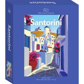 Santorini Travel Poster 500 Piece Puzzle