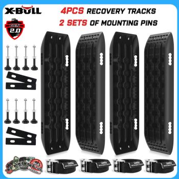 X-BULL Recovery tracks Boards 10T 2 Pairs/ Sand / Mud / Snow Mounting Bolts Pins Gen 2.0 -Black