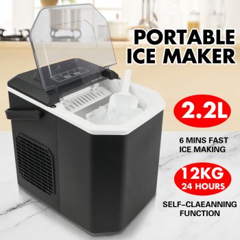 Ice Maker Machine 2.2L Portable Ice Cube Tray Bar Countertop Party Commercial