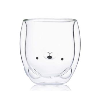 2pcs Cute Bear Mugs Double Wall Insulated Glasses for Juice Coffee Tea Milk - Polar Bear