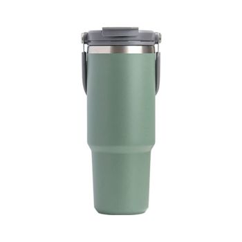 900ML Green Stainless Steel Travel Mug with Leak-proof 2-in-1 Straw and Sip Lid, Vacuum Insulated Coffee Mug for Car, Office, Perfect Gifts, Keeps Liquids Hot or Cold