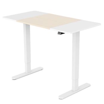 Fortia Sit To Stand Up Standing Desk, 120x60cm, 72-118cm Electric Height Adjustable, 70kg Load, Light Oak Style/White Frame