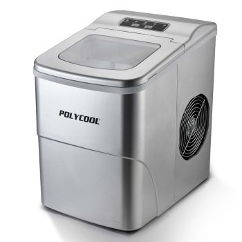 POLYCOOL 12KG Electric Ice Cube Maker Portable 2L Automatic Machine, Silver