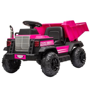 ROVO KIDS Electric Ride On Children's Toy Dump Truck with Bluetooth Music - Pink