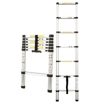 Bullet 2m Telescopic Aluminium Ladder Alloy Extension Extendable Steps