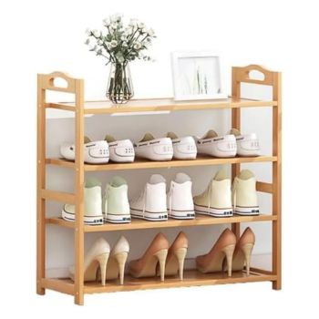 EKKIO 4 Tier Bamboo Shoe Rack Storage Organizer Stand Shelves EK-BSR-102-JS