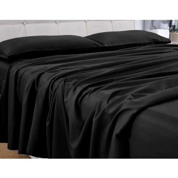 GOMINIMO 4 Pcs Bed Sheet Set 1000 Thread Count Ultra Soft Microfiber - King Single (Black) GO-BS-113-XS