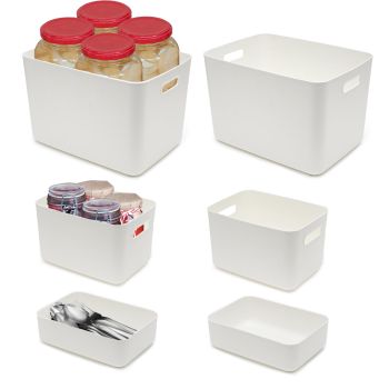 GOMINIMO 6 Pieces Plastic Storage Bins with 4 Lids (Beige)GO-SBI-100-CYP