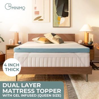 GOMINIMO Dual Layer Mattress Topper 4 inch with Gel Infused (Queen) GO-MTP-110