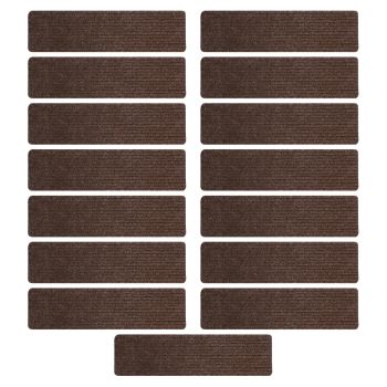 GOMINIMO Set of 15 Non Slip Carpet Stair Tread 20.3 x76cm (Brown) GO-CST-101-LD