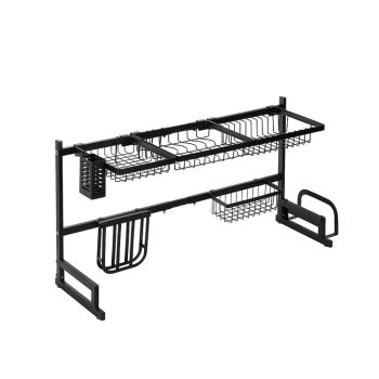 GOMINIMO Dish Drying Rack Over Sinks Adjustable 85-100cm (Black) GO-DDR-100-JD