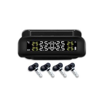 RYNOMATE Tire Pressure Monitoring System (External Solar Power Stick on Windshield 4 Sensor) RNM-TPMS-103-LBD