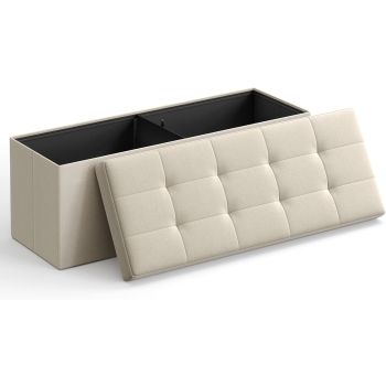 SONGMICS 109cm Folding Storage Ottoman Bench Beige LSF77BE