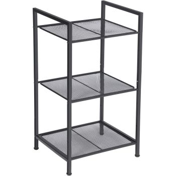 SONGMICS Bathroom Shelf 3-Tier Storage Rack with Adjustable Shelf Black BSC33BK