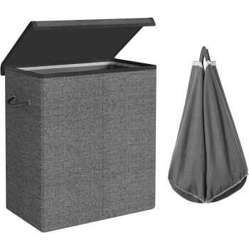 SONGMICS Linenette Fabric Laundry Hamper 142L Dark Grey