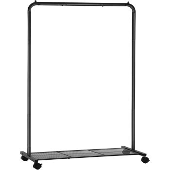 SONGMICS Clothes Rack with Wheels Sturdy Steel Frame Black HSR25BK