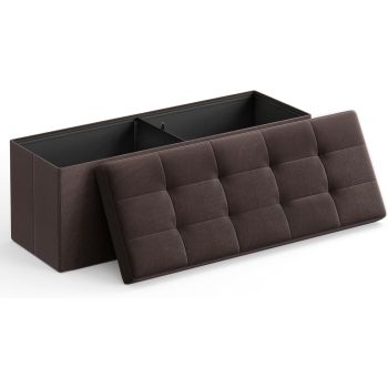 SONGMICS 109cm Folding Storage Ottoman Bench with Storage Space Brown