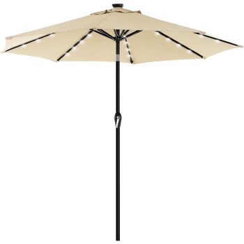 SONGMICS 3m Solar Lighted Outdoor Patio Umbrella Cream