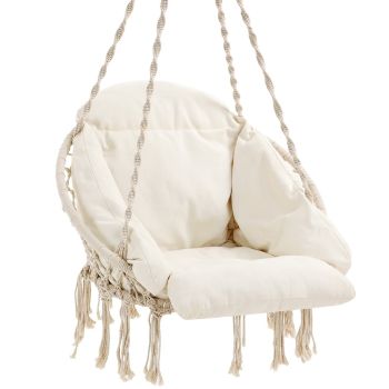 SONGMICS Hammock Hanging Chair with Cushion Cloud White