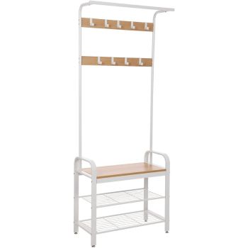 VASAGLE Coat Rack Stand 175cm White HSR40W