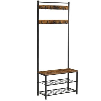 VASAGLE Coat Rack Stand Height 175 cm Rustic Brown HSR41BX