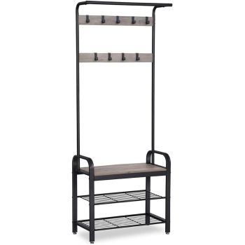 VASAGLE Coat Rack Stand Greige and Black HSR40MB