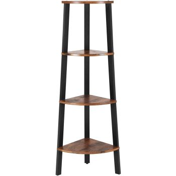 VASAGLE Corner Shelf 4-Tier Industrial Storage Rack Rustic Brown and Black LLS34X