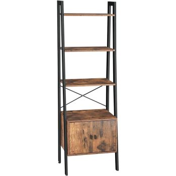 VASAGLE Ladder Bookshelf with Cupboard Rustic Brown LLS47BX