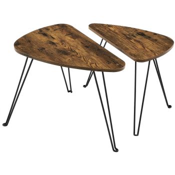 VASAGLE Nesting Table Triangle Rustic Brown and Black LNT012B01