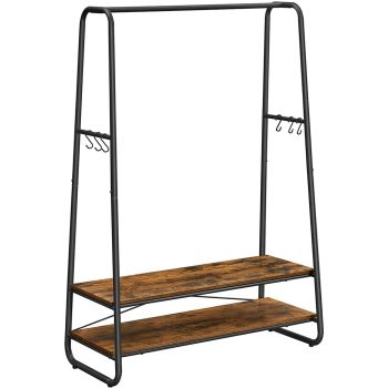 VASAGLE Clothes Rack with 2 Shelves Rustic Brown and Black RGR112B01