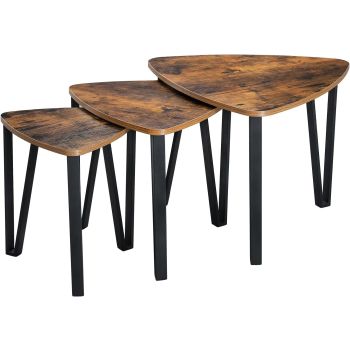 VASAGLE Industrial Nesting Coffee Table Rustic Brown and Black LNT13XV1