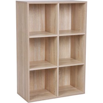 VASAGLE Bookcase with 6 Compartments Wooden Shelving