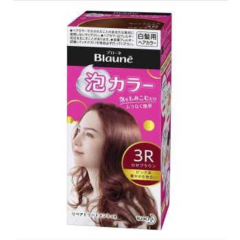 [6-PACK] Kao Japan Blaune White Hair With Foam Hair Dye Natural Series 108ml ( 7 Colors Available ) Rose Brown