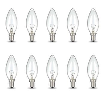 Bulk 10x E14 40W 220V Light Bulbs - C35 Candle Globe For Himalayan Salt Lamp