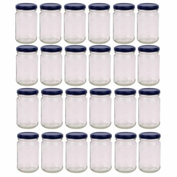 24x 375ml Flint Glass Jars + Twist Lids - Round Food Storage Preserving Jar