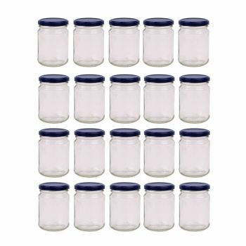 20x 150ml Flint Glass Jars + Twist Finish - Lids Round Food Storage Small Spices