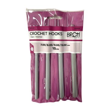 Crochet Hooks Set 15cm Plastic Needles Assorted 4 Pack 7 8 9 10mm Birch Tools