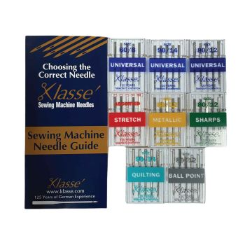 Klasse 8 Pack Assorted Sewing Machine Needles + Story Guide Ball Point Leather