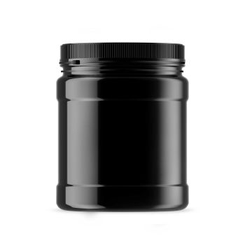 10x 1.5L Wide Mouth Plastic Jars and Lids Black - Empty Protein and Powder Tubs